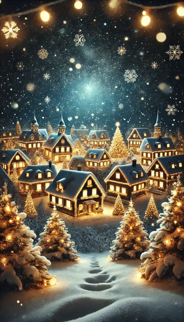 Beautifully decorated village for christmas