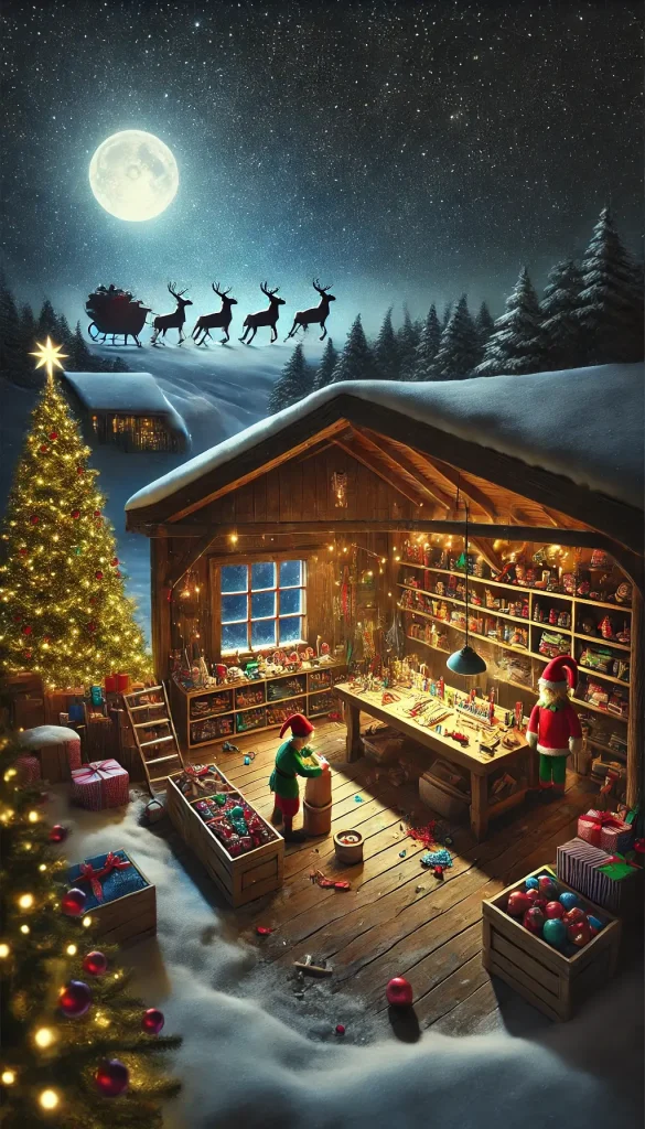 Santa Preparing Gifts for Delivery