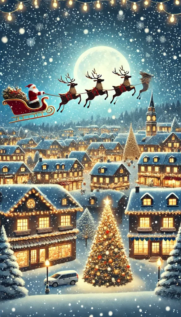 Santa's Sleigh Over a snow globe