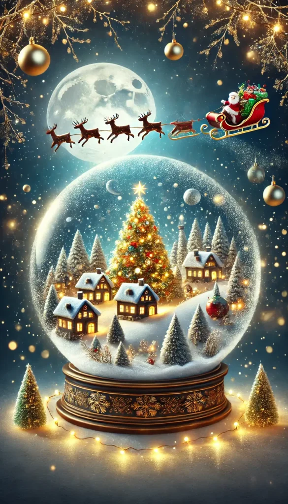 Santa's Sleigh Over a snow globe