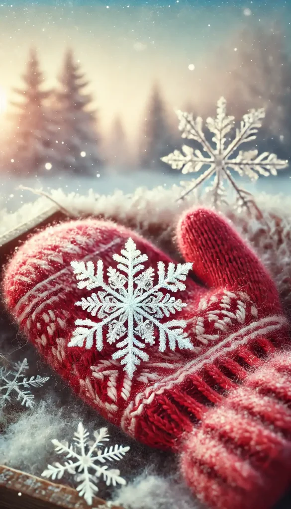 Knitted Gloves Holding a Snow