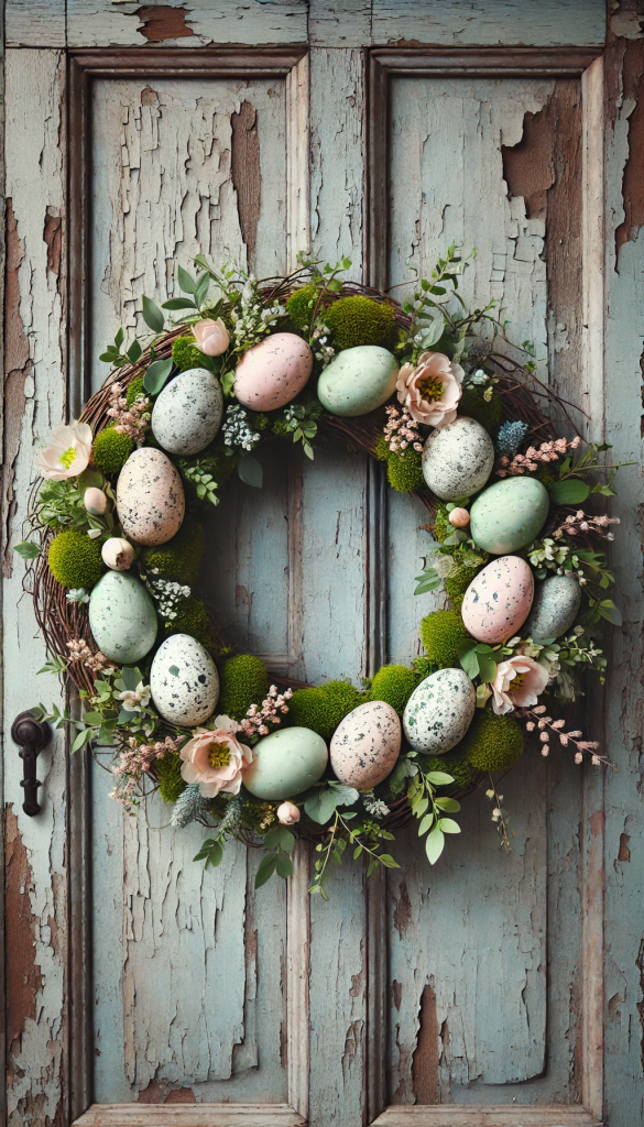 Easter Egg Wreath with Speckled Eggs & Greenery