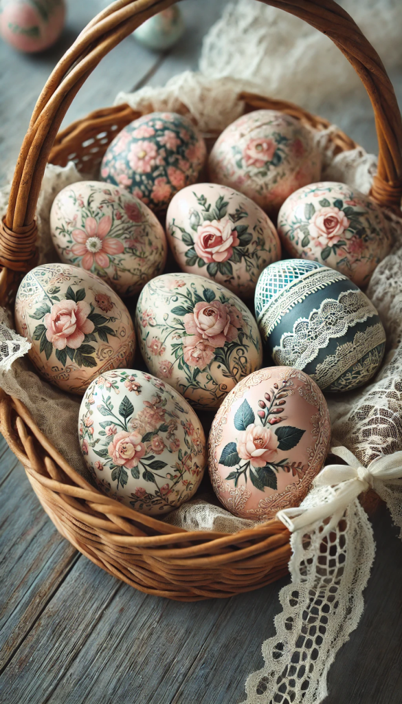 Decoupage Easter Eggs with Floral Patterns Craft