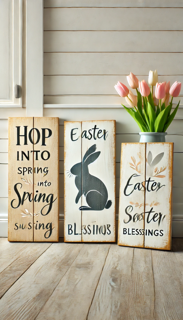 Easter Bunny Wooden Signs for Home Décor
