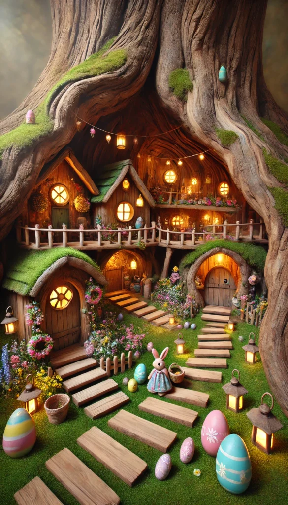 Hidden Easter Village in a Giant Hollow Tree