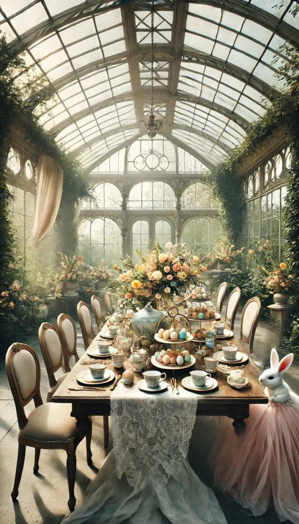 Luxurious Easter Tea Party in a Glass Greenhouse