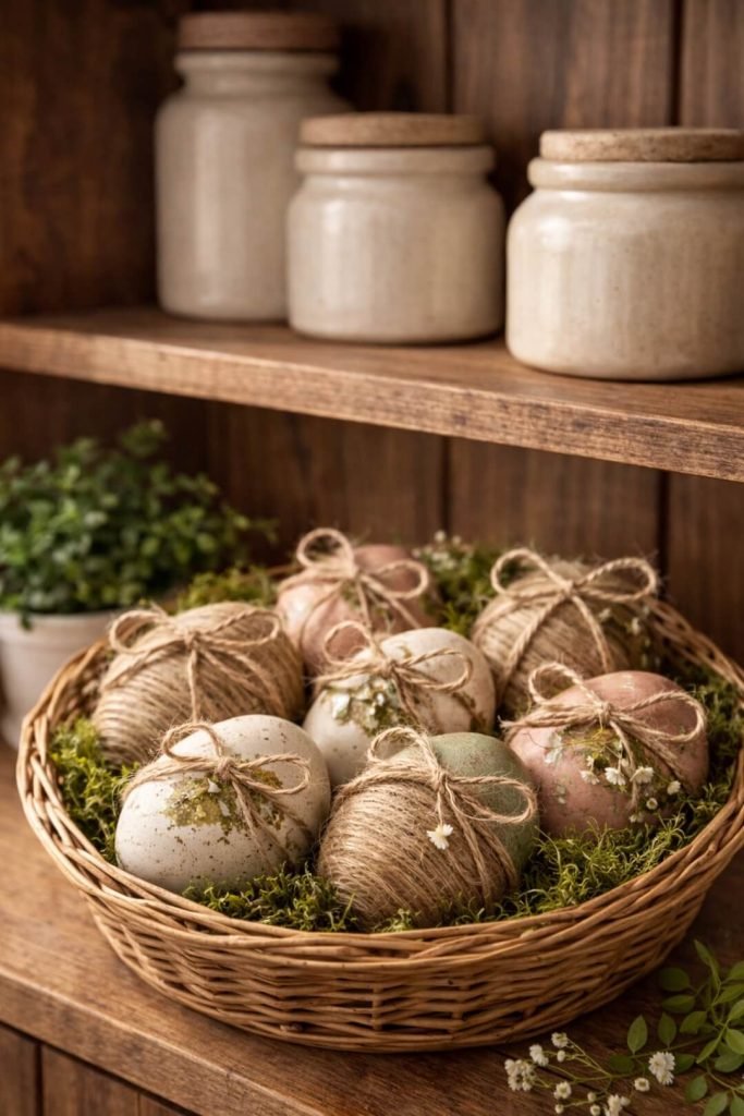 Easter Crafts for Adults - Rustic Twine Wrapped Eggs