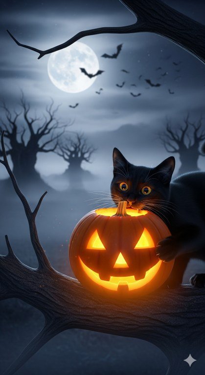 Cat with Pumpkin