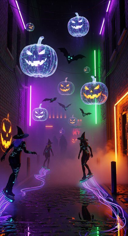 Neon Haunted Street
