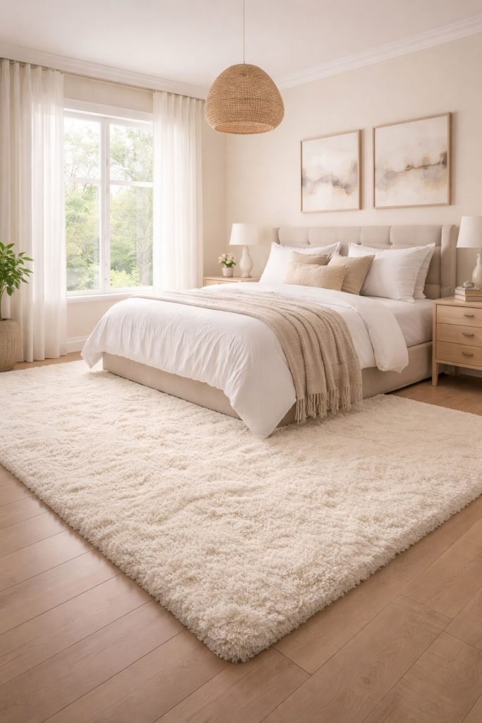Extra soft rug beside the bed