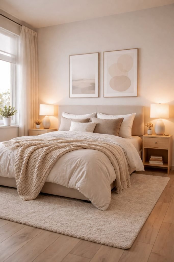 Soft neutral color palette bedroom idea