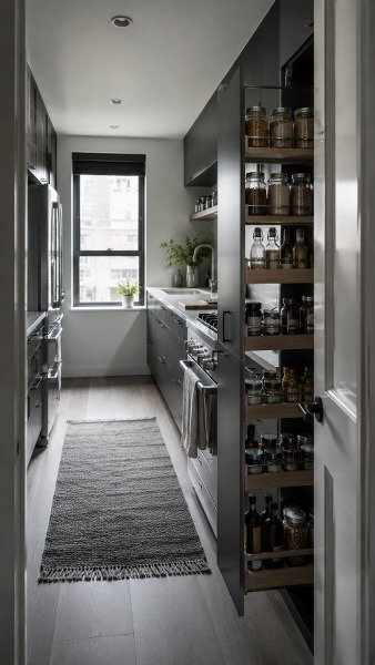 Pull-Out Pantry – Narrow Modern Galley