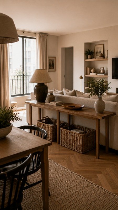 Add a Narrow Console Behind the Sofa