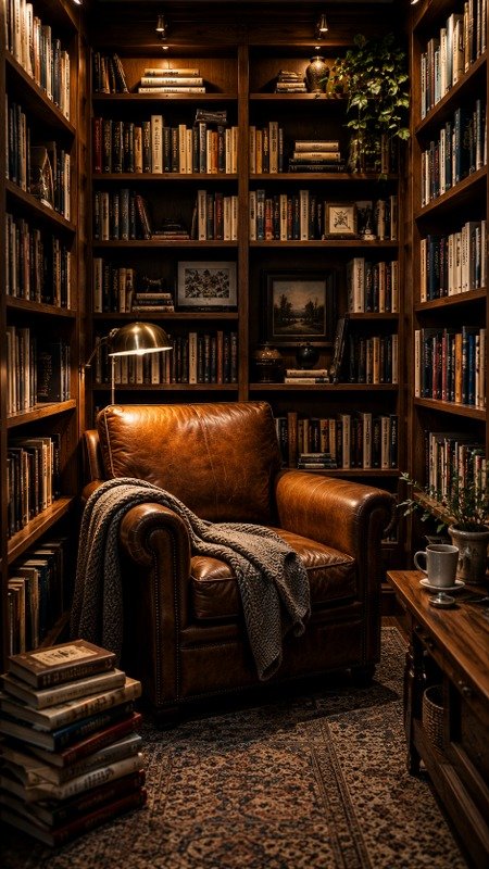 Bookcase-Wrapped Reading Corner