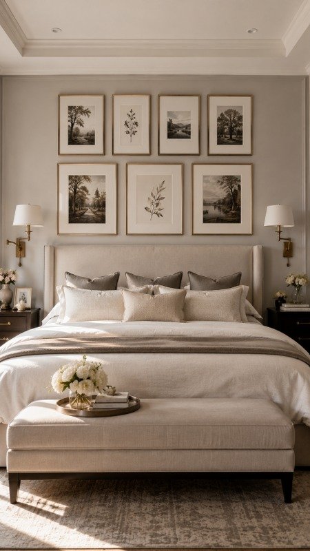 Elegant Above-the-Bed Gallery Wall