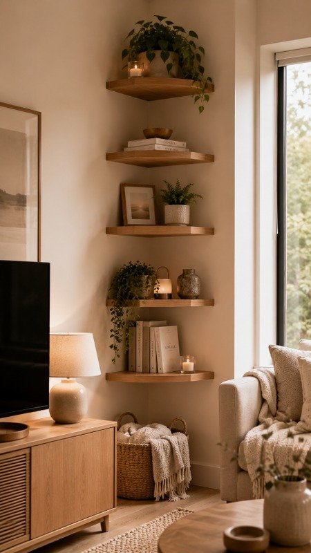 Install Floating Corner Shelves