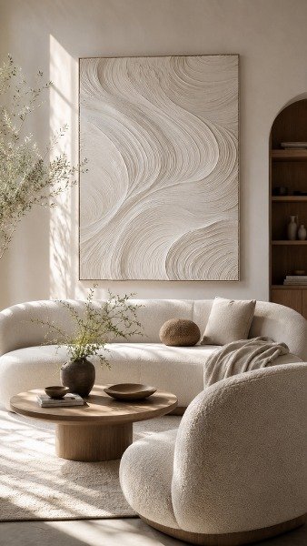 Minimalist White Plaster Waves