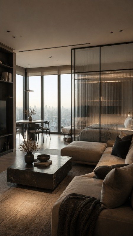 Reeded Glass Partition