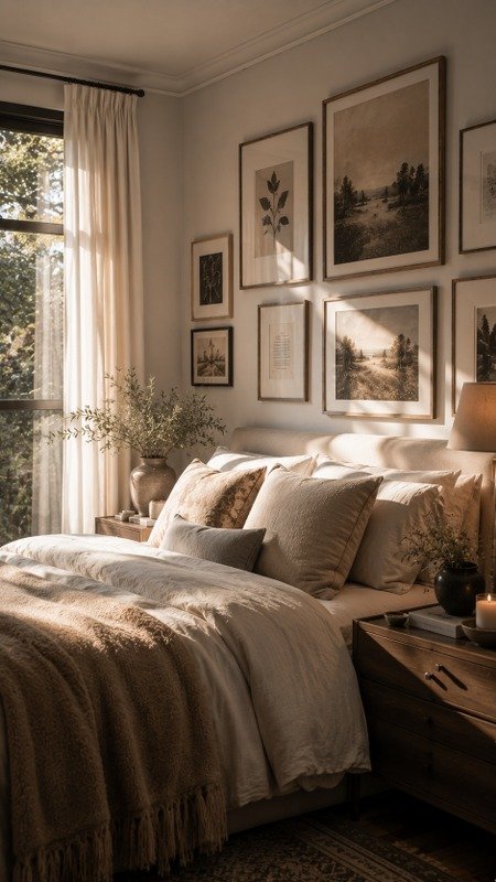 Soft Neutral Bedroom Gallery Wall