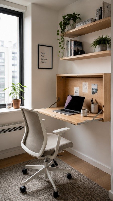 Wall-Mounted Fold-Down Desk