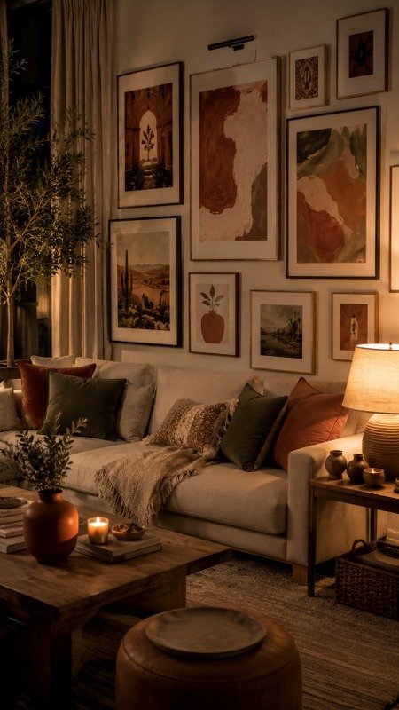 Warm Earth-Tone Gallery Wall