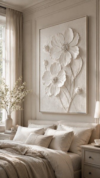 White-on-White Floral Relief
