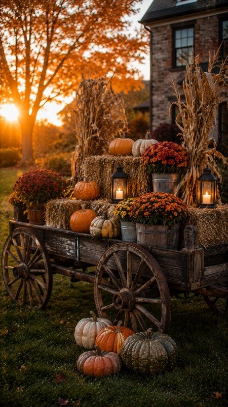 Add a Vintage Horse-Drawn Hay Wagon Display