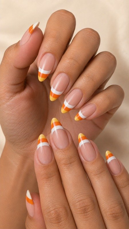 Candy Corn French Tip Nails