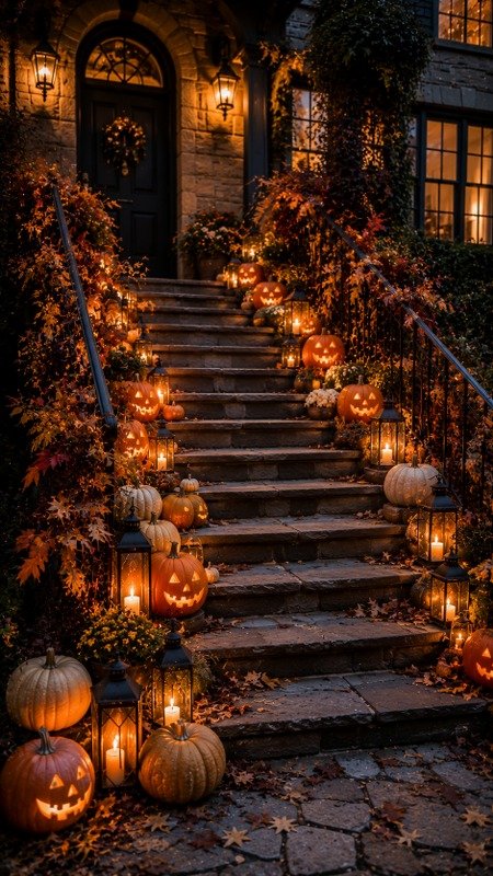 Design a Glowing Pumpkin Staircase