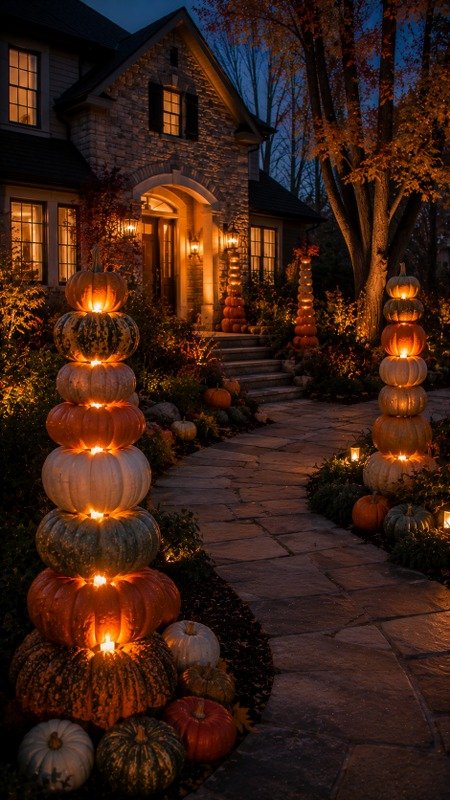 Fill Your Yard with Glowing Pumpkin Towers