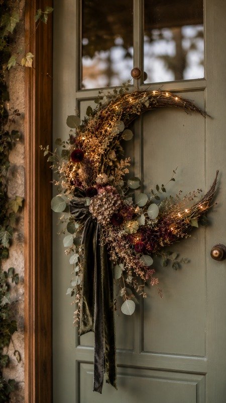 Hang a Crescent Moon Floral Wreath