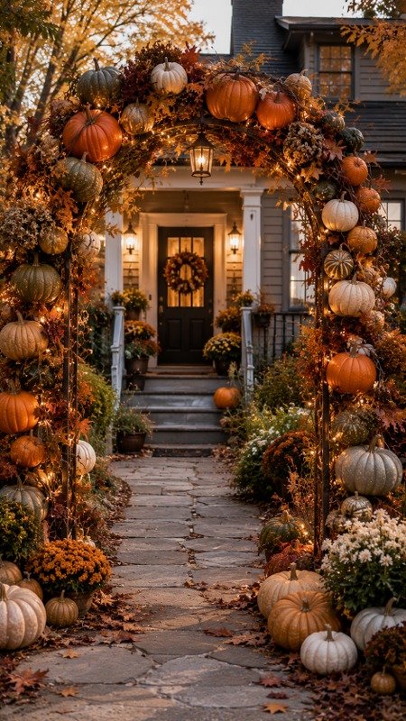 Welcome Guests Through a Pumpkin Archway